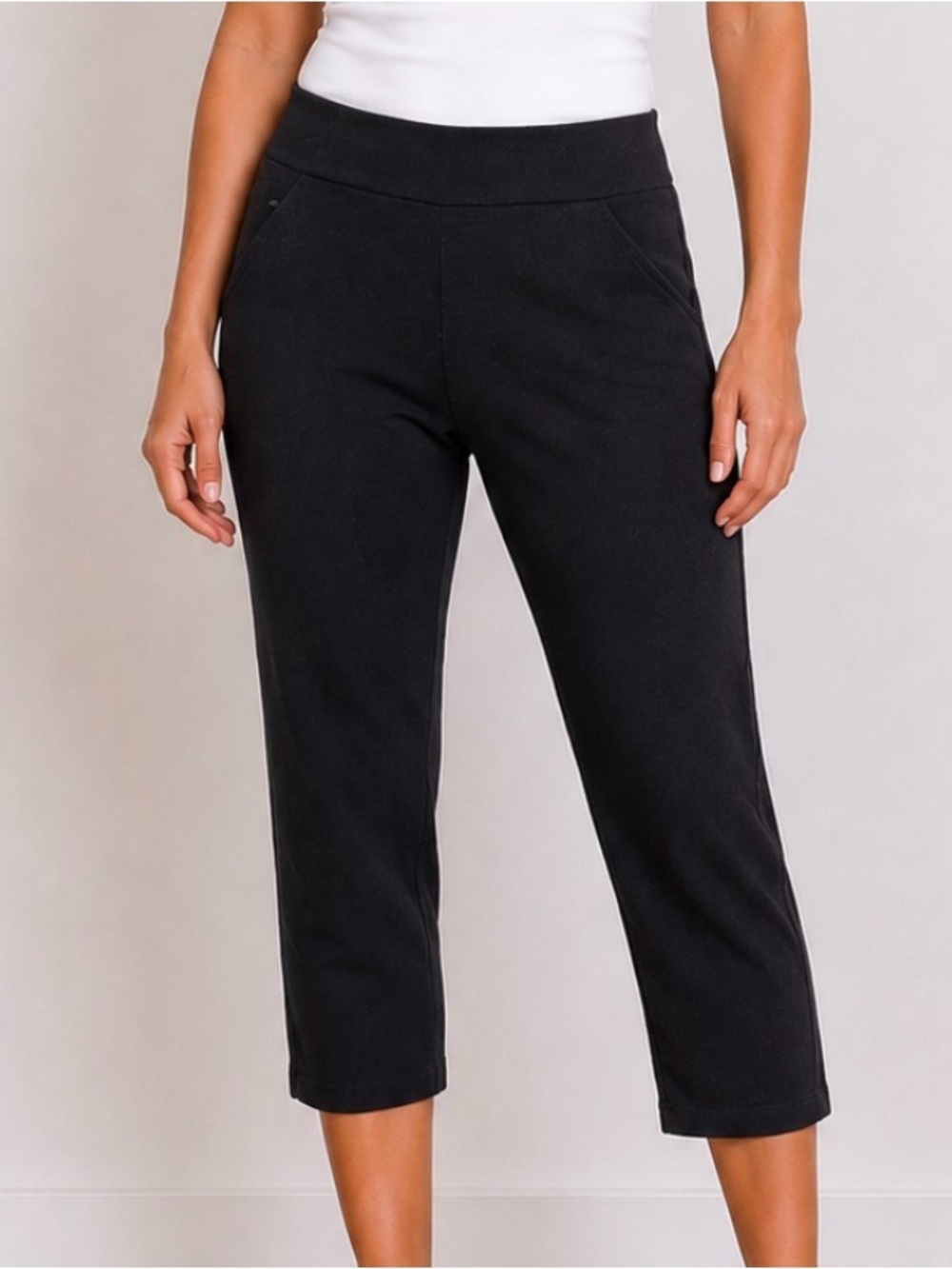 Nine West Heidi Pull on Crop Black Slim Leg Pull-On Pants stretch SZ 12